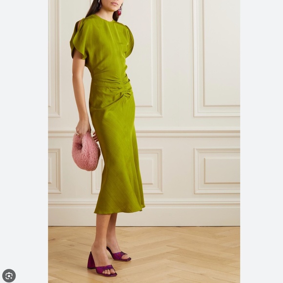 VICTORIA BECKHAM Gathered Melange Midi Dress - Picture 3 of 6